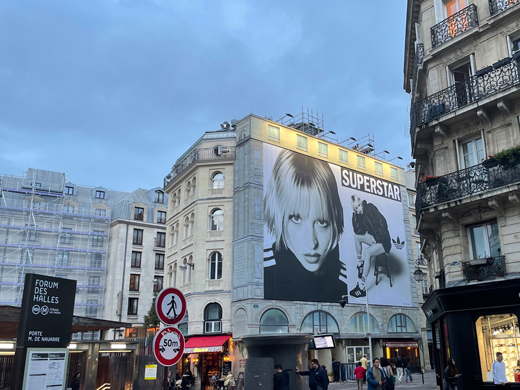 Adidas Billboard with Adele Atkins above Cremerie de Paris N°6 Adidas with singer Adele
